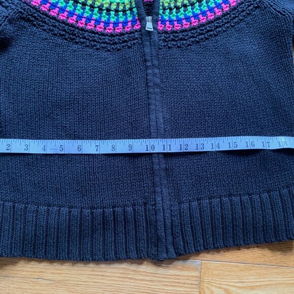 Ralph Lauren RL Active Black Rainbow Stripe Knit Sweater Zip Front Women’s XL - Picture 10 of 10